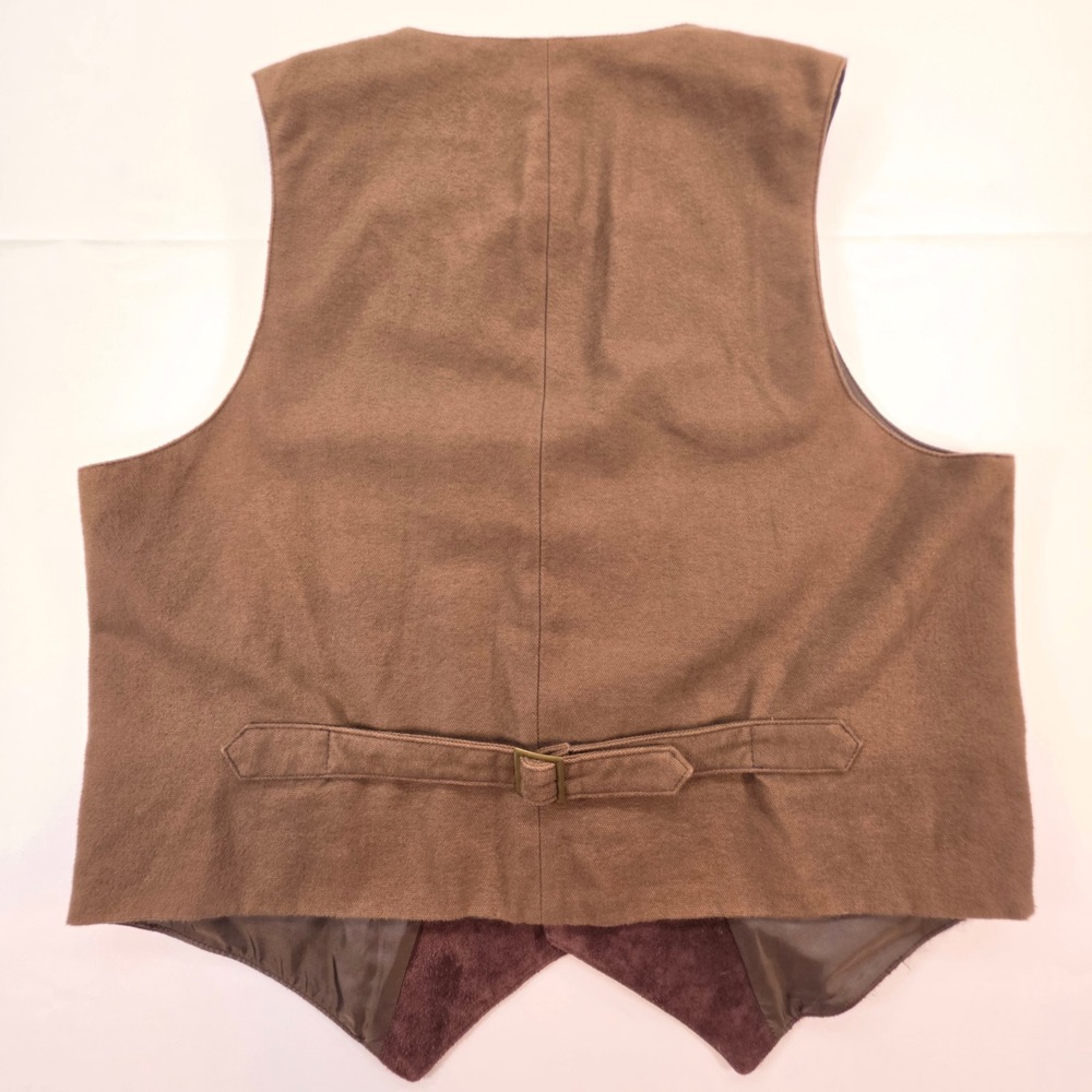 Cabelas Mens XL Brown Suede Leather Cotton Canvas Back Outdoor Western Vest - Picture 2 of 10